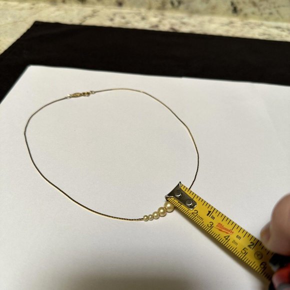 Signed Napier Gold Tone / Faux Pearl Bead Necklace 16 Inch - Picture 7 of 10